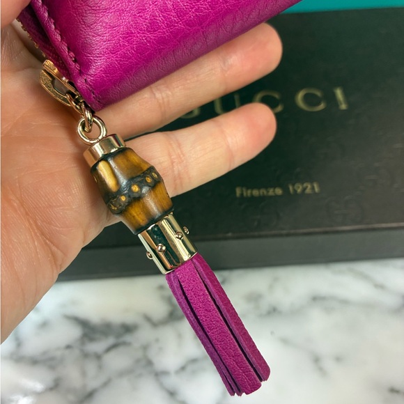 Gucci Dark Pink Fuchsia Pebbled Leather Large Organizer Wallet - NWOT Authentic - Picture 3 of 14